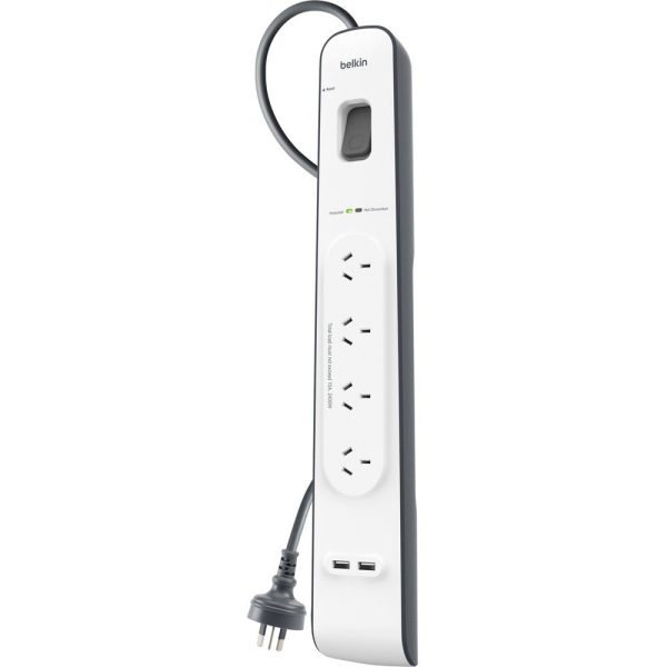 4 Outlet with 2M Cord with 2 USB Ports