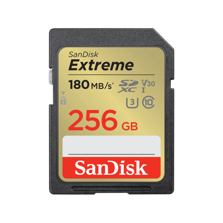 SANDISK EXTREME SDXC, SDXVV 256GB, V30, U3, C10, UHS-I, 180MB/S R, 130MB/S W, 4X6, LIFETIME LIMITED