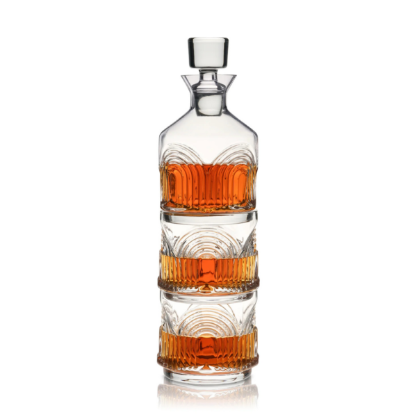 Viski Deco Beau Crystal Stacking Decanter Tumbler Set