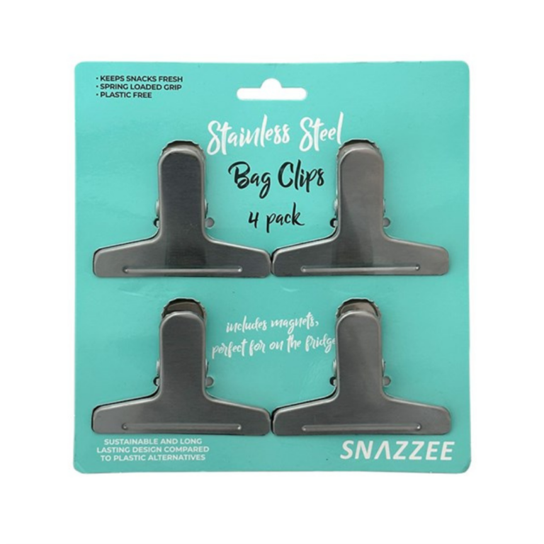 Snazzee Stainless Steel Bag Clips with Magnet Set of 4