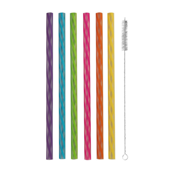 Avanti Reusable Cocktail Straws Rainbow Set of 24