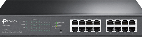 TP-Link SG1016PE 16 Port Gigabit Switch Easy Smart Rack Mount 8x PoE+