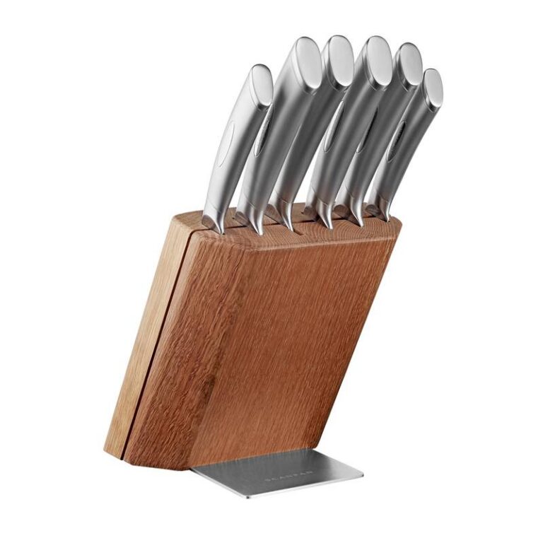 Scanpan Classic Steel 7 Piece Knife Block Set Oak