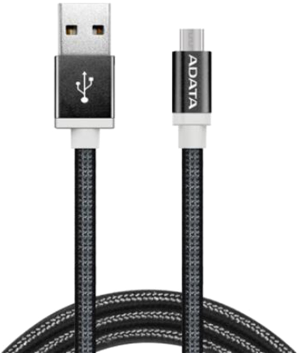 ADATA USB Type A to Micro USB Braided Connection Cable - 1m Black