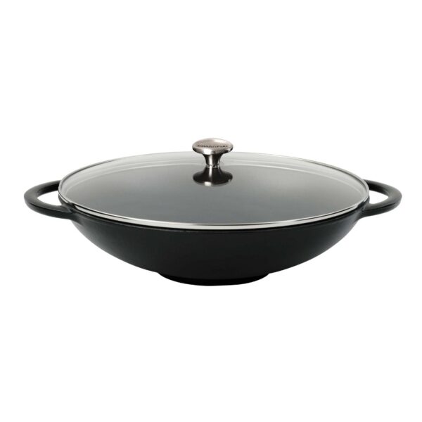 Chasseur Cast Iron Wok with Glass Lid 37cm (3 Colours)