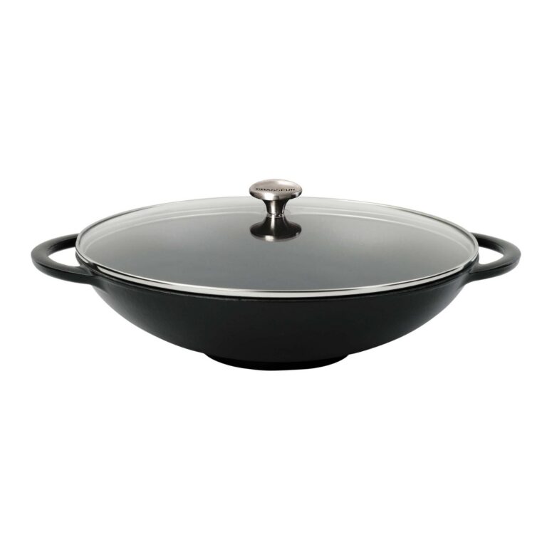 Chasseur Cast Iron Wok with Glass Lid 37cm (3 Colours)