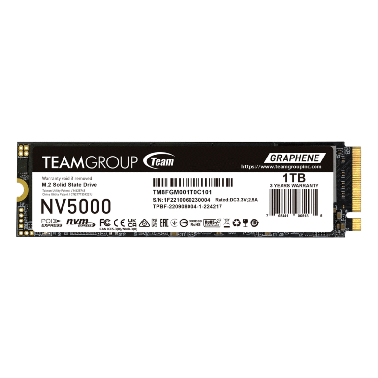 TEAM NV5000 1TB M.2 PCIe 4.0 x 4 NVME SSD R/W 4500/1900 MBS/s