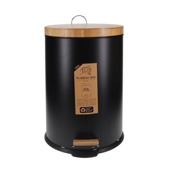 White Magic Eco Basics Rubbish Bin 20L Black