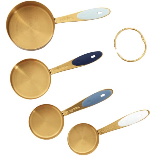 Wilton Navy & Gold Nesting Measuring Cups with Snap-On Ring Set of 4