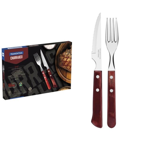 Tramontina Churrasco Spanish Steak Cutlery 12 Piece Set Red