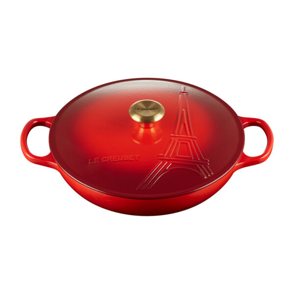 Le Creuset Signature Cast Iron Eiffel Tower Shallow Casserole Cerise 30cm