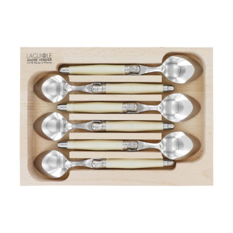 André Verdier Laguiole Debutant Spoon Set of 6 Ivory