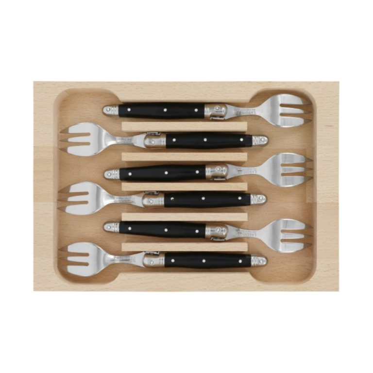 André Verdier Laguiole Debutant Cake Fork Set of 6 Black