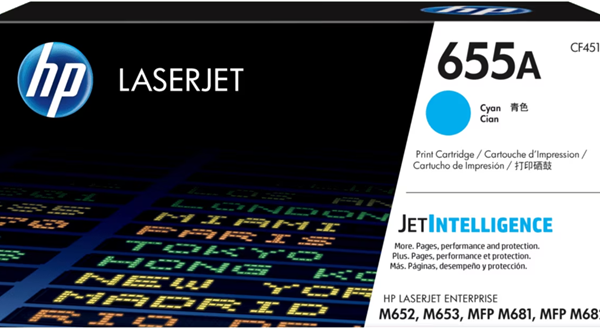 HP 655A Cyan Original LaserJet Toner Cartridge