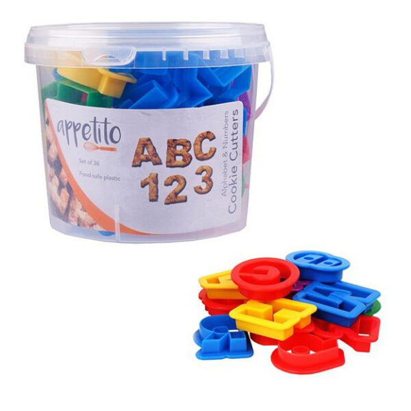 Appetito Cookie Cutter 36 Piece Alphabet & Numbers Set