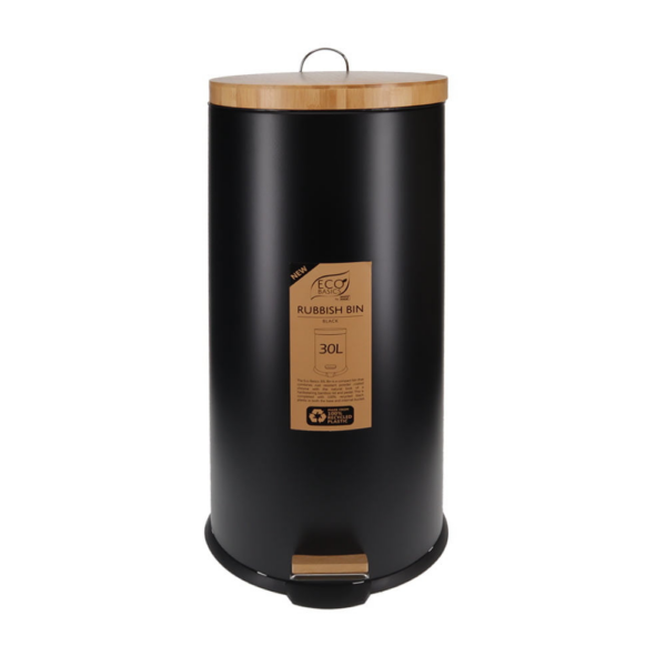 White Magic Eco Basics Rubbish Bin 30L Black