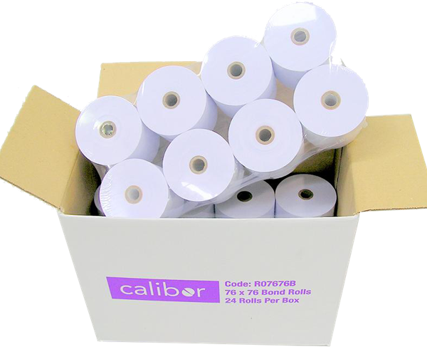 Bond Plain Paper Rolls 76x76mm 1-Ply - Box of 24