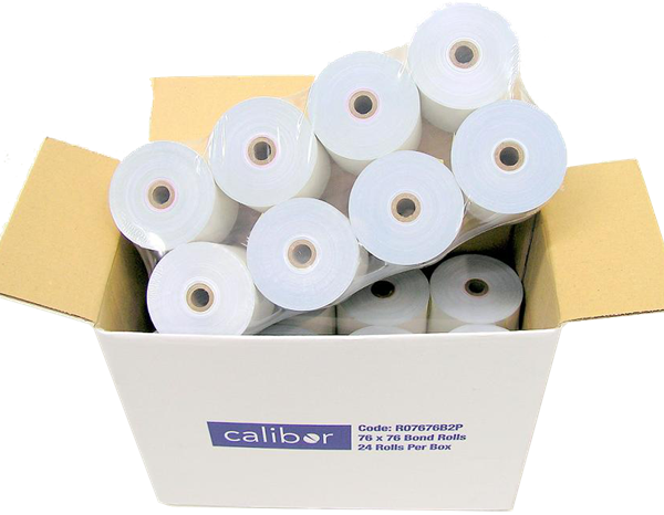 Bond Plain Paper Rolls 76x76mm 2-Ply - Box of 24