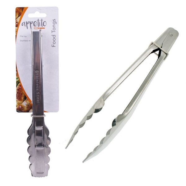 Appetito Stainless Steel Tongs with Flat Tip