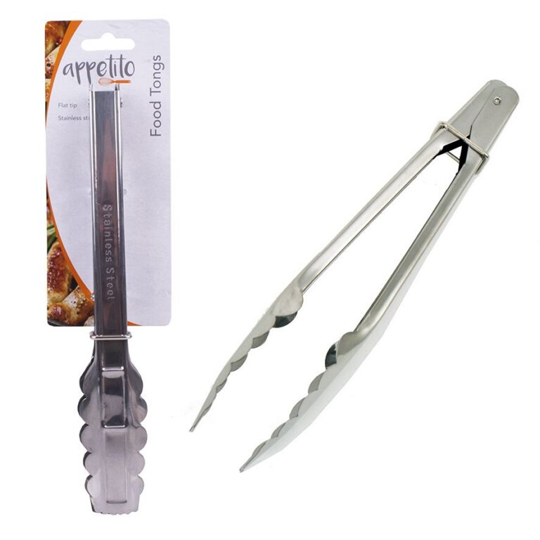 Appetito Stainless Steel Tongs with Flat Tip