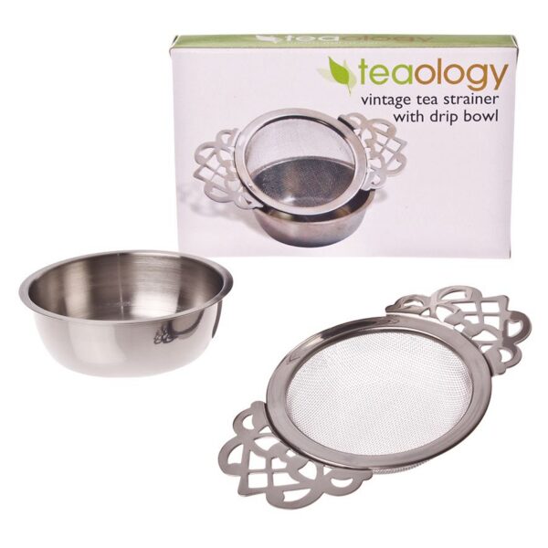 Teaology Vintage Tea Strainer with Drip Bowl