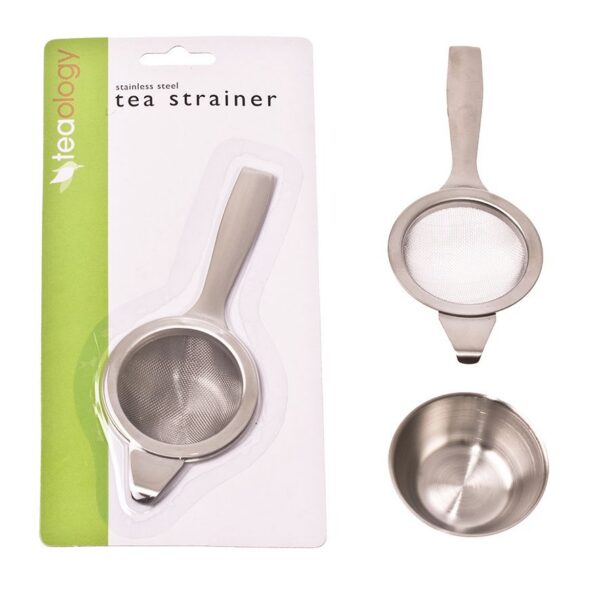 Teaology Long Handle Tea Strainer with Drip Bowl