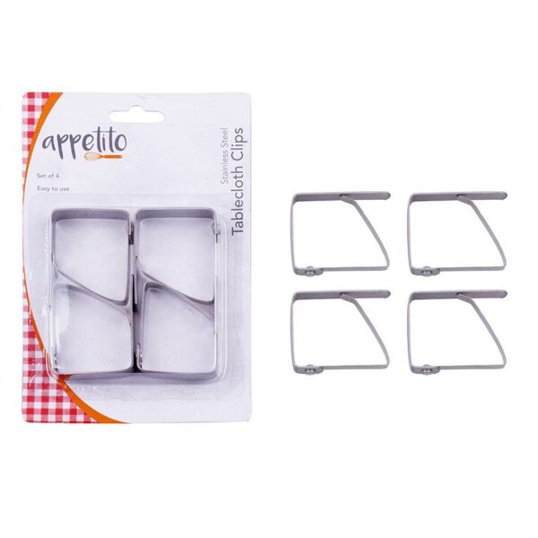 Appetito Stainless Steel Tablecloth Clips Set of 4
