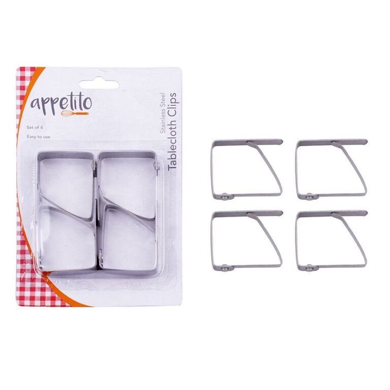 Appetito Stainless Steel Tablecloth Clips Set of 4