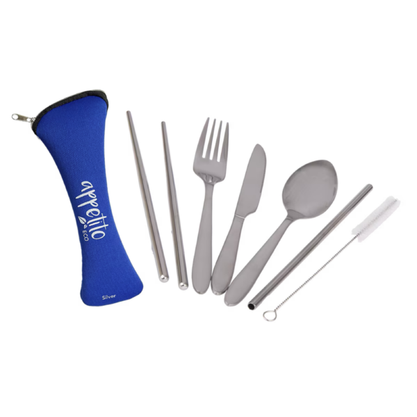 Appetito Stainless Steel Traveller’s Cutlery Set Silver 6 Piece