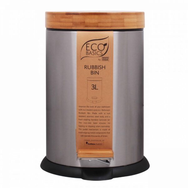 White Magic Eco Basics Rubbish Bin 3L Stainless Steel