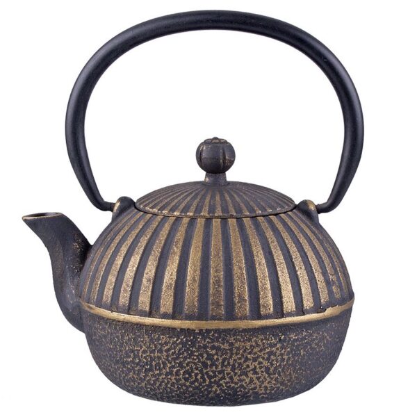 Teaology Cast Iron Teapot 500ml Imperial Stripe Black/Gold
