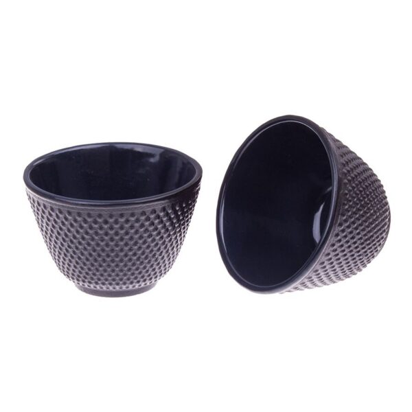 Teaology Cast Iron Tea Cups Fine Hobnail Black 120ml Set of 2