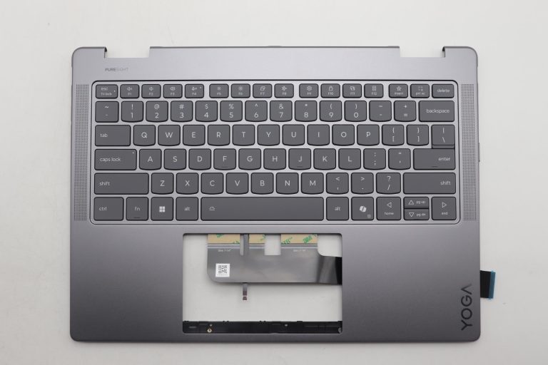 Original Lenovo Keyboard with Upper Cover (Palmrest), English, Luna Grey, Non_FingerPrint, Puresight Logo