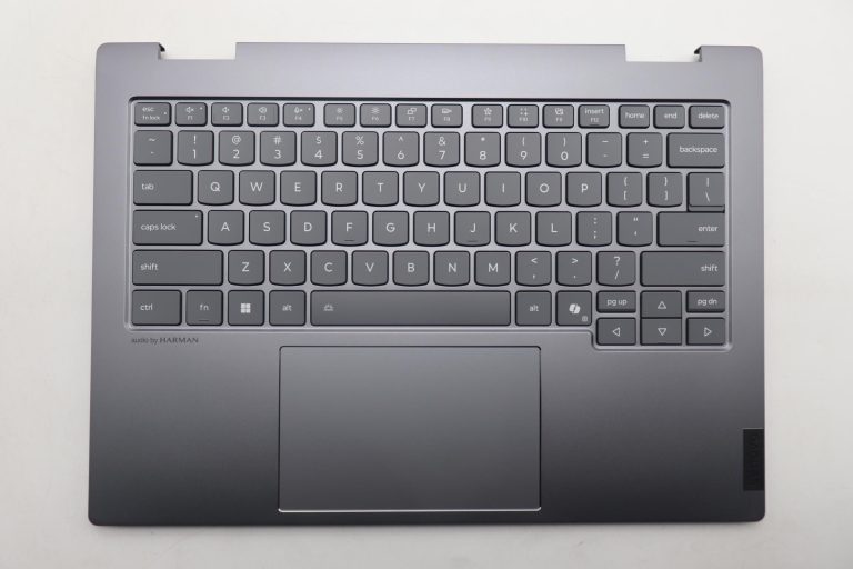 Original Lenovo Keyboard with Upper Cover (Palmrest), English, Luna Grey, Backlight