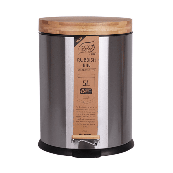 White Magic Eco Basics Rubbish Bin 5L Stainless Steel