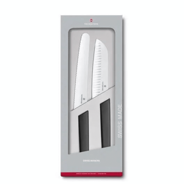 Victorinox Swiss Modern Pastry and Santoku Knife Set Black