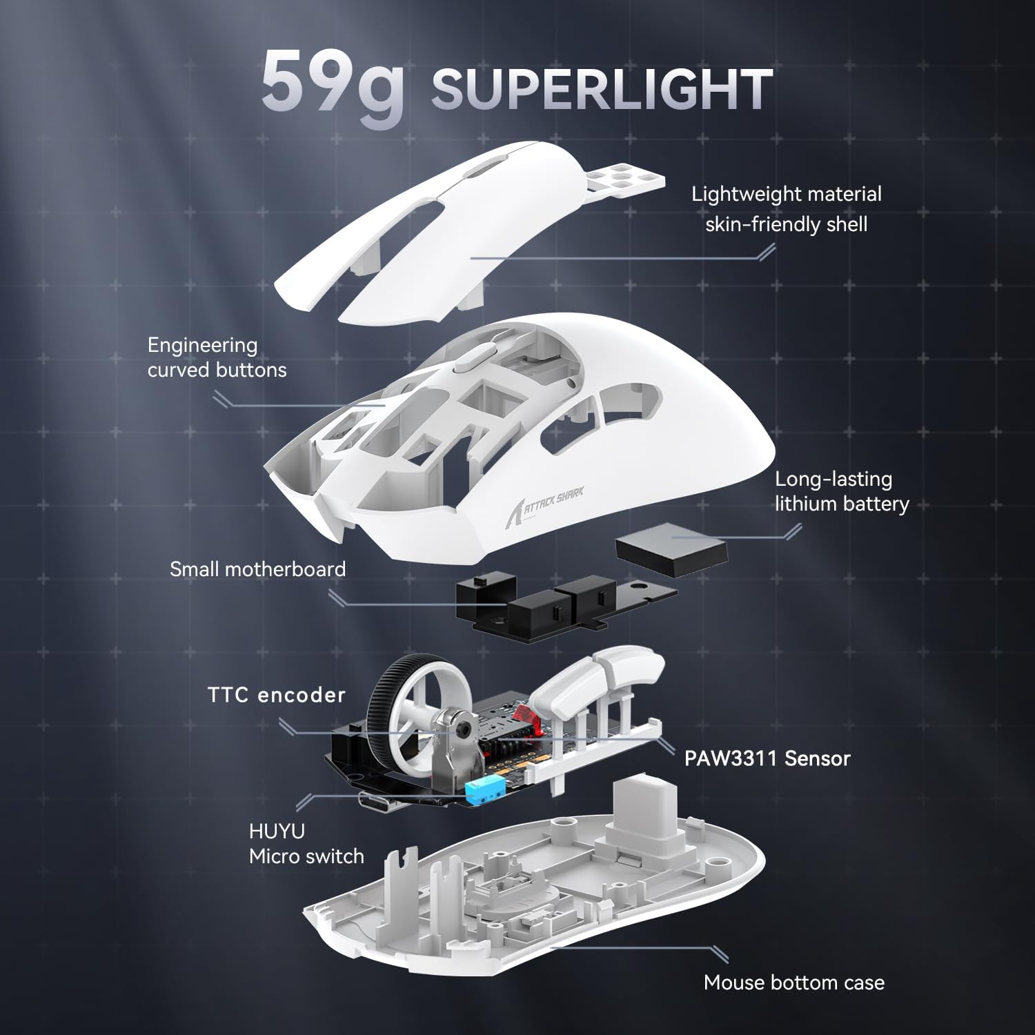 R1 Superlight Gaming Mouse with PixArt PAW3311 Sensor - Image 5