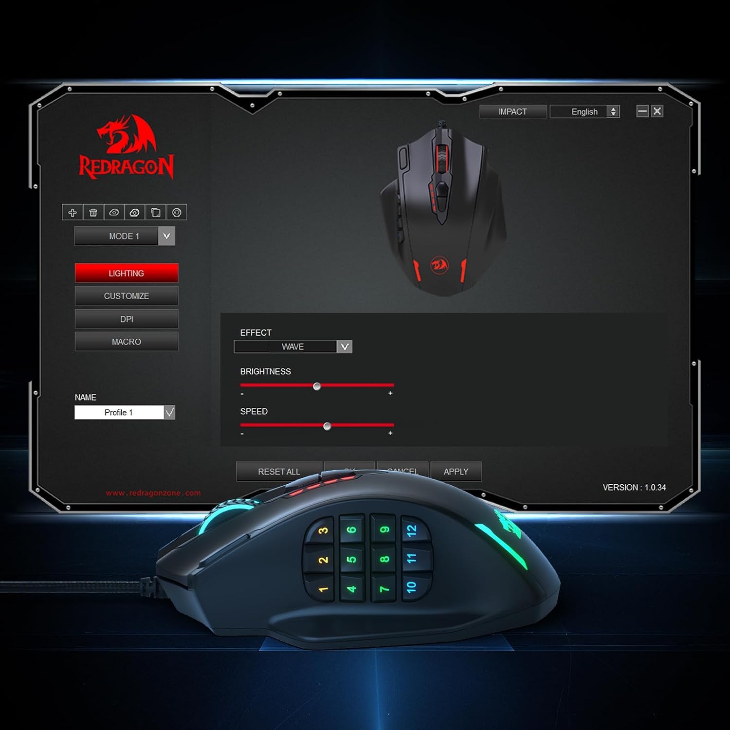 Redragon M908 Impact MMO Gaming Mouse, Wired RGB Mouse with 12 - Image 8