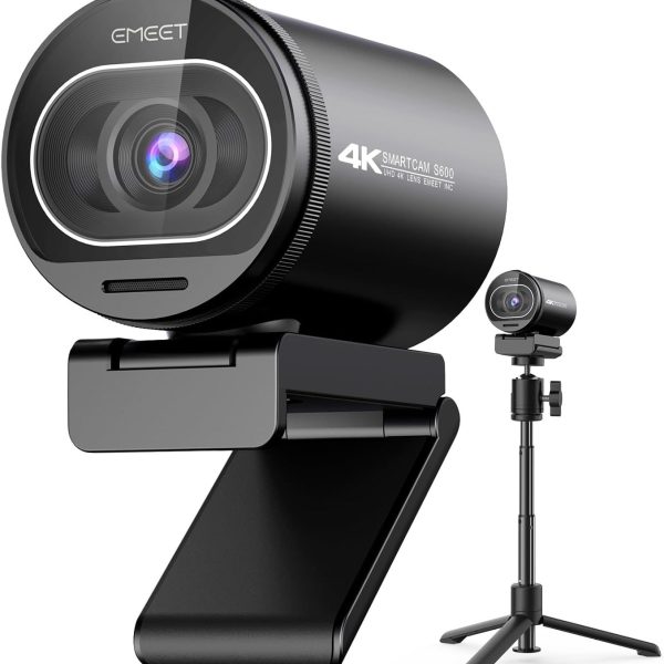 4K Webcam with Tripod and 360° Swivel Head
