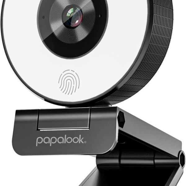 Papalook 2K Webcam with Light and Privacy Cover