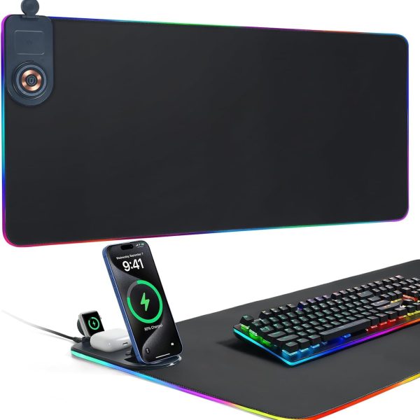 KLOMORE Wireless Charging Mouse Pad with RGB Lighting