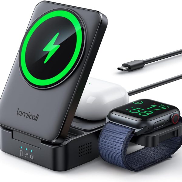 Lamicall Foldable 3 in 1 Wireless Charger for Apple Devices