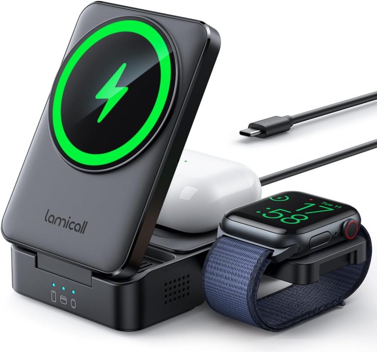 Lamicall Foldable 3 in 1 Wireless Charger for Apple Devices