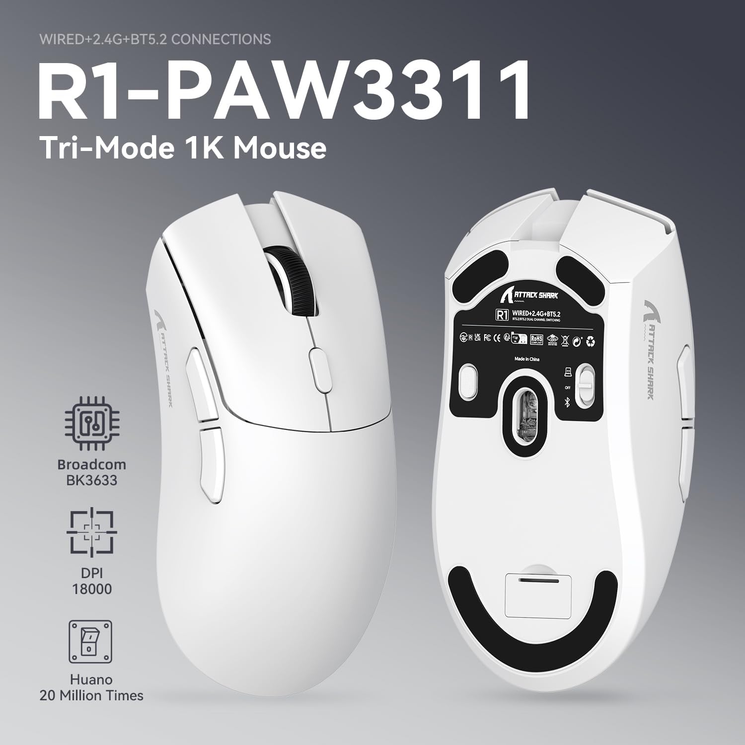 R1 Superlight Gaming Mouse with PixArt PAW3311 Sensor - Image 2