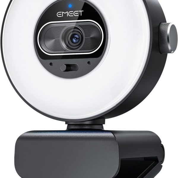 4K Webcam with Ring Light and Advanced Imaging Technology