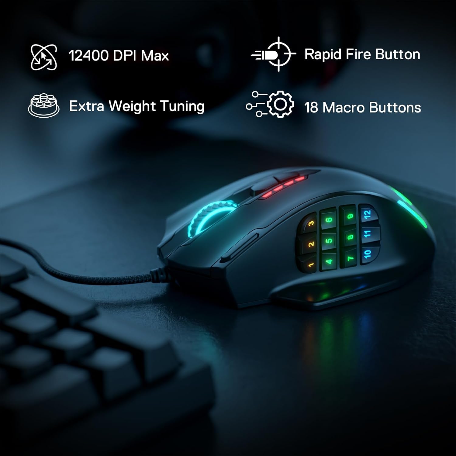 Redragon M908 Impact MMO Gaming Mouse, Wired RGB Mouse with 12 - Image 2