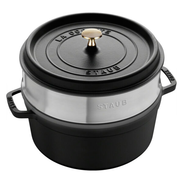 Staub Cast Iron Cocotte Round with Steamer Black 26cm