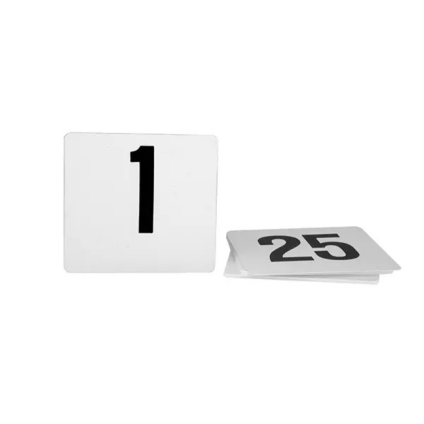 Table Number Flat Plastic Black on White (4 Types)