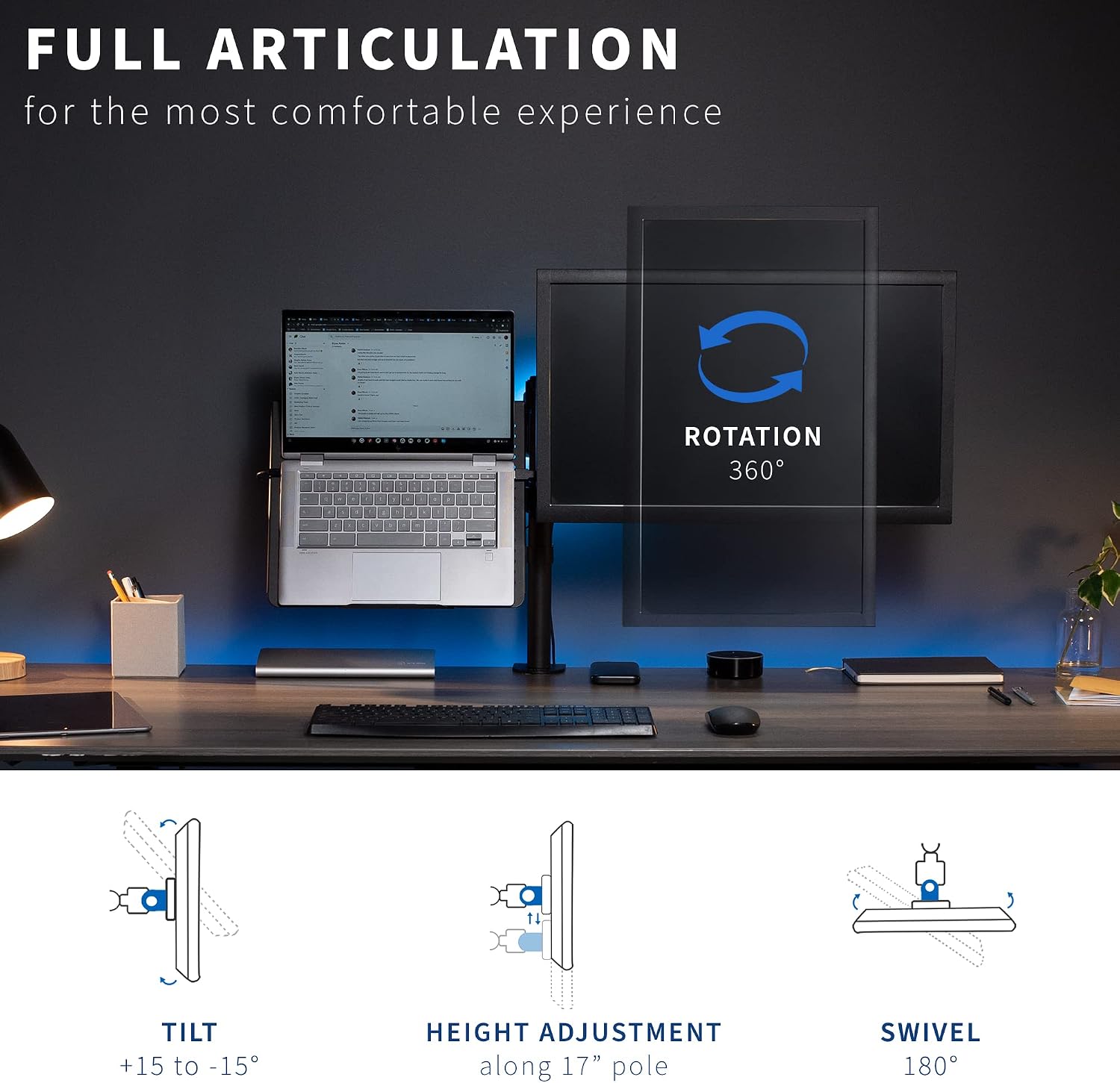 Fully Adjustable Laptop and Monitor Desk Mount - Image 5