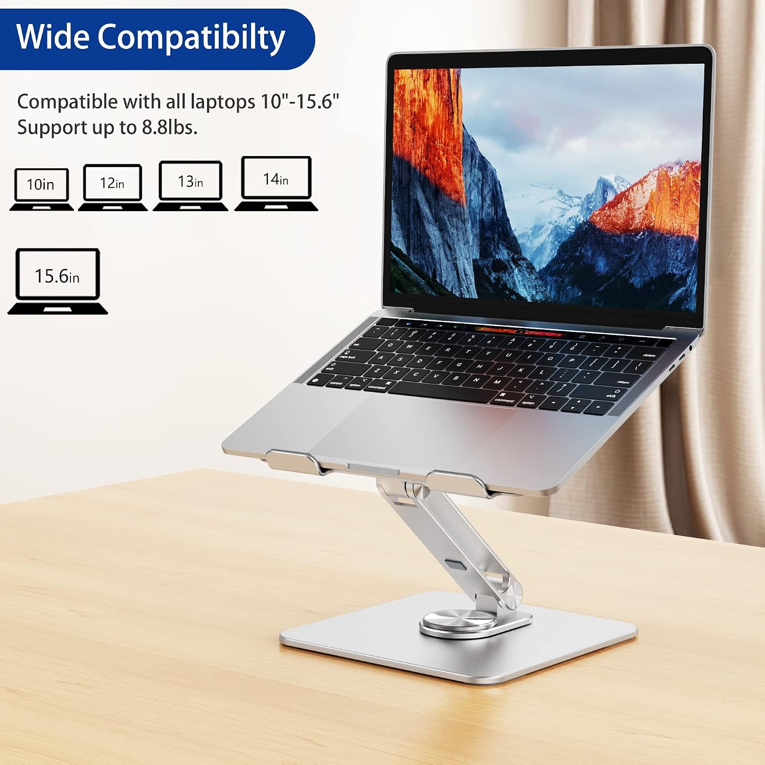 Ergonomic Laptop Stand with Rotating Base for 10-15.6" Laptops - Image 3